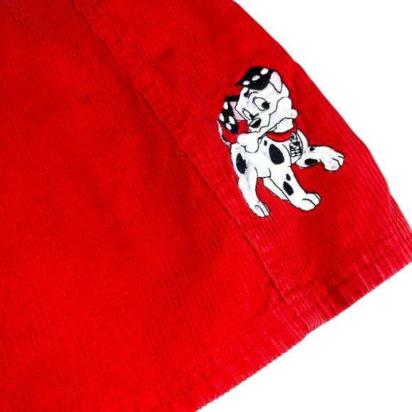 Vintage Disney's 102 Dalmatian embroidered red corduroy bib overall  dress  6/6x - Picture 4 of 9